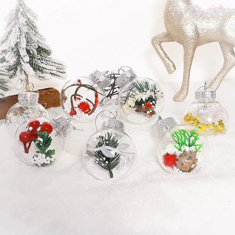 12pcs 6cm Transparent PET Christmas Tree Ornaments